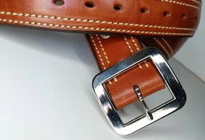 Cinturón de cuero marrón John Bianchi Maker para hombre talla 54 hebilla cromada - Imagen 1 de 13