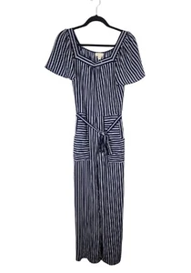 Monteau Blue Striped Romper Womens Large - Picture 1 of 12