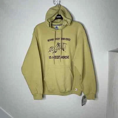 Russell Athletic Nuevo Con Etiquetas Sudadera Pullover Sudadera con Capucha Estampado Ecuestre Talla M Amarillo Foto 1 de 4