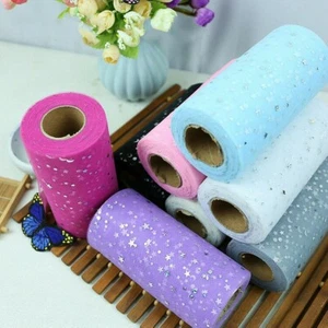 Tulle Mesh Tutu Fabric Sequin Glitter Star Trimming Edging DIY Skirt Dress Craft - Picture 1 of 19
