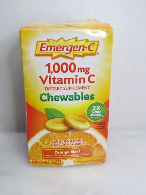 EMERGEN-C 1000MG VITAMINA C SUPLEMENTO DIETÉTICO MASTIGÁVEL 40 COMPRIMIDOS ORANGE BLAST - Imagem 1 de 4