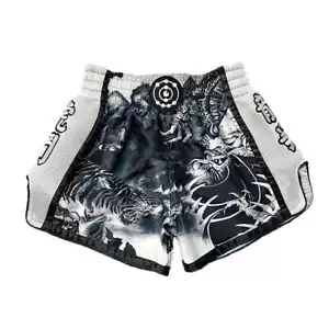 Fluory Eternity Luna Retro Muay Thai Shorts Black White - Picture 1 of 5