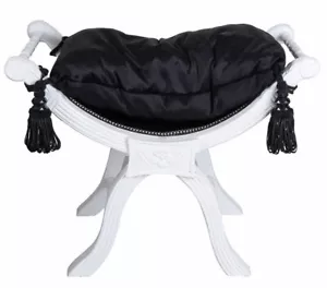 Sitzgondel Barock Hocker Shabby Chic Sitzbank Polsterbank Schwarz Weiss Schemel - Bild 1 von 4