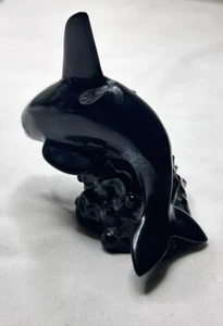Vintage Hand Crafted in Canada Black Stone Orca / Killerwal Figur - Bild 1 von 5