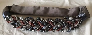 Vintage Carolyn Tanner Designs Inc. Braided & Beaded BELT - Blue/Pink/Silver VTG - Picture 1 of 4