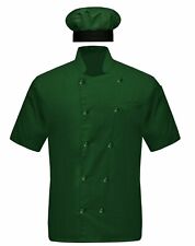 Men's Half Sleeves Green Chef Coat Jacket / With Cap