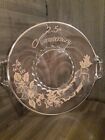 Vintage 25th ANNIVERSARY Glass Serving Tray STERLING SILVER Overlay FLORAL