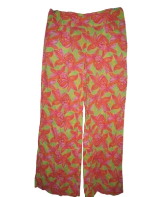 Lilly Pulitzer Womens Cotton Wide Leg Pants Stretch XS Wild Floral Palazzo - Image 1 of 4