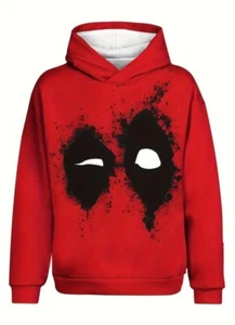 Marvel Deadpool Wolverine Movie 3D Graphic Pullover Hoodie Red Black White NEW - Picture 1 of 9