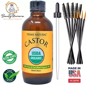Organic Castor Oil 4oz | Hair Lash Brow Growth | USDA Cold Pressed Pure Organic - Picture 1 of 6