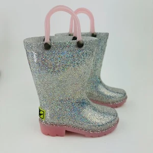 Stivali da pioggia Western Chief bambini impermeabili in PVC manici facili da tirare taglia 5 illuminazione - Foto 1 di 7