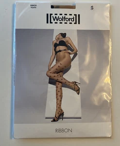 WOLFORD RIBBON Tights Pantyhose SAHARA BLACK Sz S NIP 18865 - Picture 1 of 5