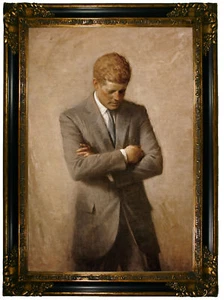 Shikler Portrait John F Kennedy (JFK) 1970 Wood Framed Canvas Print Repro 19x28 - Picture 1 of 36