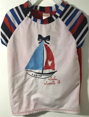 Gymboree Niñas Talla 6 Azul Rojo Blanco Velero Protector contra Erupciones Foto 1 de 4