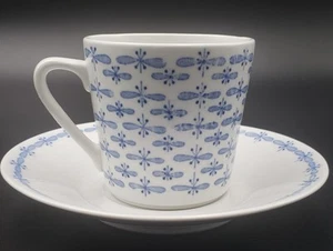 VINTAGE ARABIA FINLAND PERHO CUP & SAUCER~BLUE WHITE BUTTERFLY PATTERN~1950s - Picture 1 of 18