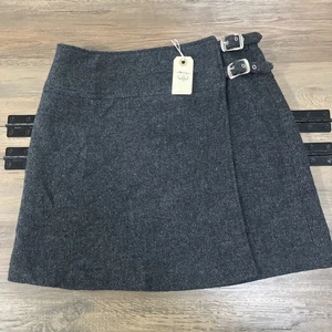 American Eagle Outfitters gray wool wrap skirt with buckles Size 6 NWT - Bild 1 von 8