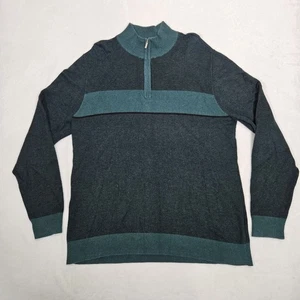 Fairlane Men's XL 1/4 Zip Sweater Cashmere Blend Green Colorblock Soft Pullover - Picture 1 of 8