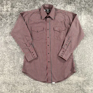 Flying R Ranchwear Shirt Mens Medium Gray Stripe Western Snap Button Made In USA - Picture 1 of 14