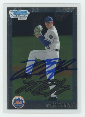 2010 年 Bowman Draft Chrome Prospect Matt Harvey 签名纽约大都会队 #BDPP84 正品证书第一 — 第 1/2 张图片