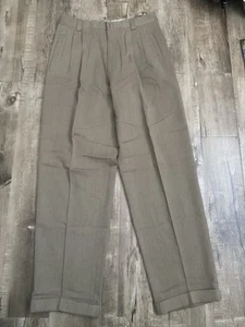 Vintage Incotex Khaki Pleated Dress Pants Sz 30x31 Made In Italy - Picture 1 of 4