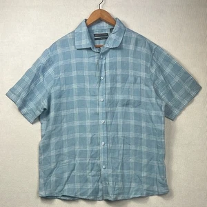 Saks Fifth Ave Black Label 100% Leinen Herren Hemd mit Knopfleiste Größe XL - Bild 1 von 10