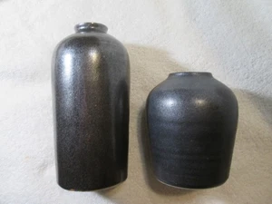 Vintage Laslo für Mikasa schwarze Glasur Vase Japan 2er Set - Bild 1 von 5
