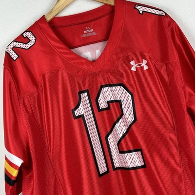 Men’s University of Maryland Football Jersey #12 Trader Red Under Armour SZ XL - Image 1 of 4