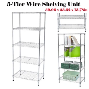 5 Tier Wire Shelving Unit Kitchen Storage Organizer Rack Heavy Duty Metal Shelf - Picture 1 of 7