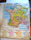 Vintage Double sided French Map School Poster AGRICULTURE & CLIMATE LARGE