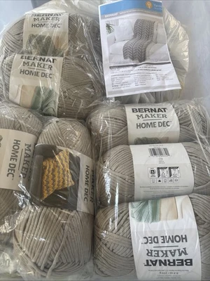 Bernat Maker Home Dec Yarn Clay Gray Shade Cotton Nylon Blend 8.8 oz  7 Skeins - Image 1 of 4