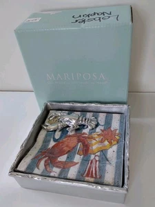 Mariposa Aluminum Lobster Weight Napkin Holder & Napkins 5.5x5.5x1.5 - Picture 1 of 10