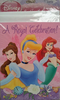 Disney Princess Birthday Party Invitations 8 Count Pack Cinderella Ariel Belle - Image 1 of 2
