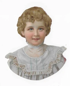 VICTORIAN TRADE CARD *DIE CUT * SINGER SEWING * GIRL'S SHOULDERS & HEAD SHAPE - Picture 1 of 2