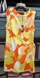 Vertigo Sleeveless Abstract Shift Dress Yellow/Orange MSRP$220 - Picture 1 of 7