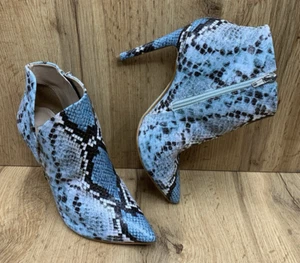 Steve Madden Women's Snakeskin Bootie Stiletto Heels Decoy Blue Size 6 M Medium - Picture 1 of 19