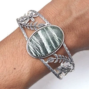 Zebra Jasper Gemstone Handmade Jewelry Cuff Bracelets 7''Adjustable - Picture 1 of 7