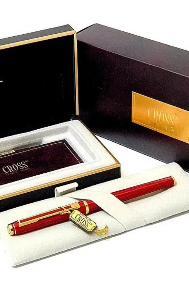 Cross Signature Füller Burgundy Laquer Feder M 18K 750 Gold um 1990 Full Set NEU - Bild 1 von 4