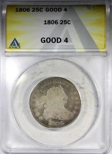 1806 Draped Bust Quarter ANACS G4 Circulated Low Grade Type Coin - Picture 1 of 4