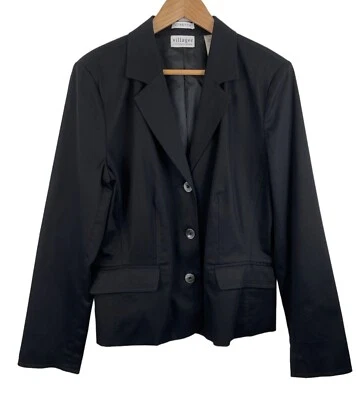 Villager Mujer Talla 14 Negro Lona Abotonada Forrada Traje Chaqueta Blazer Elástico Foto 1 de 4