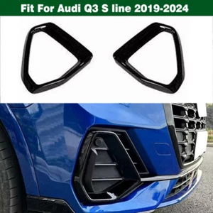 Pair Glossy Black Front Fog Lamp Light Frame Trim For Audi Q3 S Line 2019-2024 - Picture 1 of 5