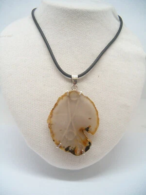 Ciondolo in ARGENTO 925 con AGATA naturale - pendente Pietra Dura  - - Immagine 1 di 4