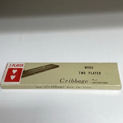 VTG 60s Cribbage Board 2 Player #1006 Wood Board w/Pegs Original Box Made Japan - Image 1 of 4