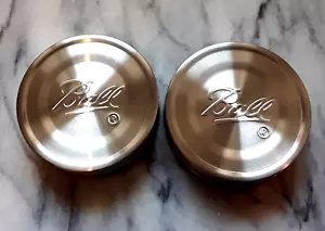 Ball STAINLESS STEEL Lids ( 2 ) ~ REGULAR MOUTH ~ Air Tight ~ Storage ~Mason Jar - Picture 1 of 9
