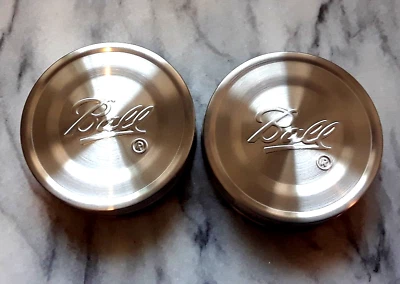 Ball STAINLESS STEEL Lids ( 2 ) ~ REGULAR MOUTH ~ Air Tight ~ Storage ~Mason Jar - Image 1 of 4