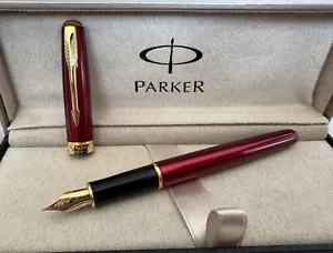 Excellent Parker Sonnet Fountain Pen Red - Gold Clip 18K Gold Fine Nib No Box - Imagen 1 de 5