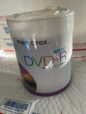 Memorex DVD+R 100 Pack 16X 4.7Gb 120 minutes NEW Sealed Package Recordable DVDs - Image 1 of 3