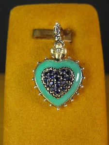 BARBARA BIXBY HEART GEMSTONE CHARM PENDANT Chrysoprase Iolite Gift Valentine's - Picture 1 of 3