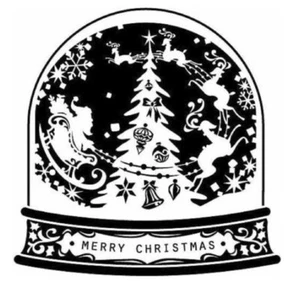 Inkadinkado Merry Christmas Snow Globe Santa Cling Rubber Stamp - Picture 1 of 1