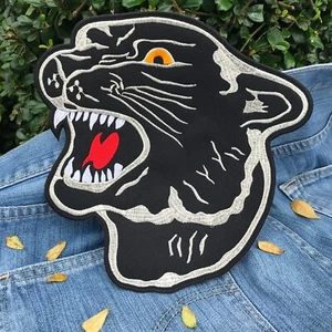 Black Panther Tiger Vintage Patch 8.5 x 8 Inch Large Back Embroidered Jacket - Picture 1 of 4