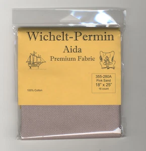 Wichelt-Permin 16 Count Pink Sand Aida XStitch Fabric 18" x 25" #355-280A - Picture 1 of 2